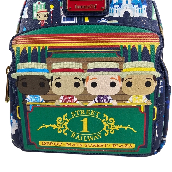 Loungefly Disney Parks Dapper Dans Main Street USA Mini Backpack Blue Red NWT - Picture 8 of 16